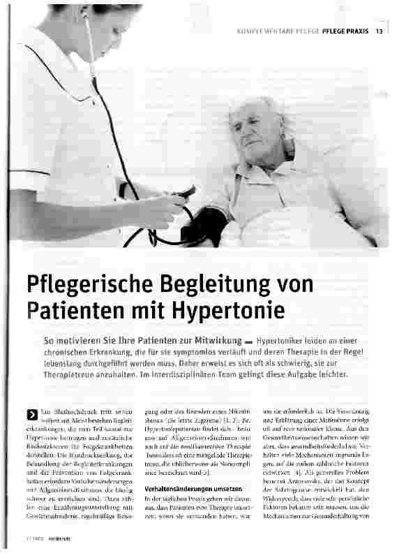 Vorschauseite 1: Pflegerische Begleitung von Patienten mit Hypertonie