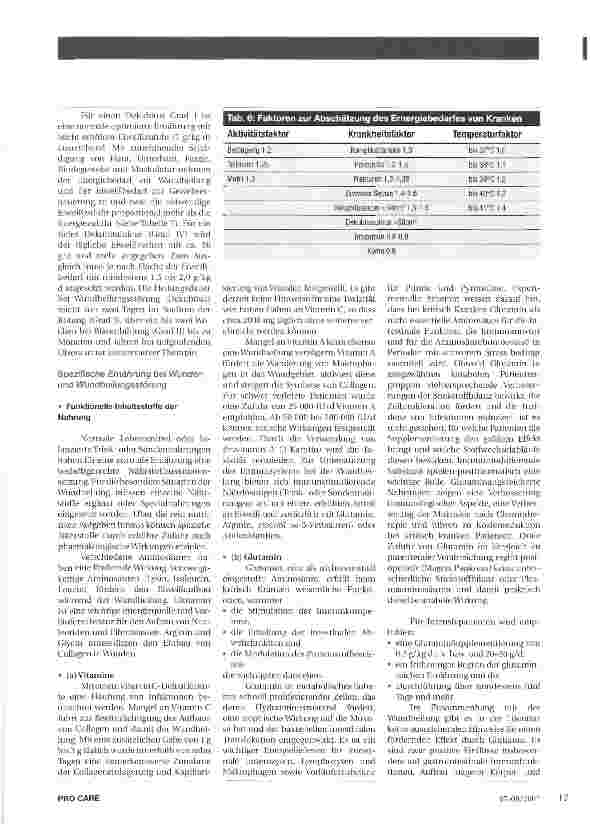 Vorschauseite 5: Prophylaxe und Therapie der Wundheilungsstörung Bedeutung der Ernährung