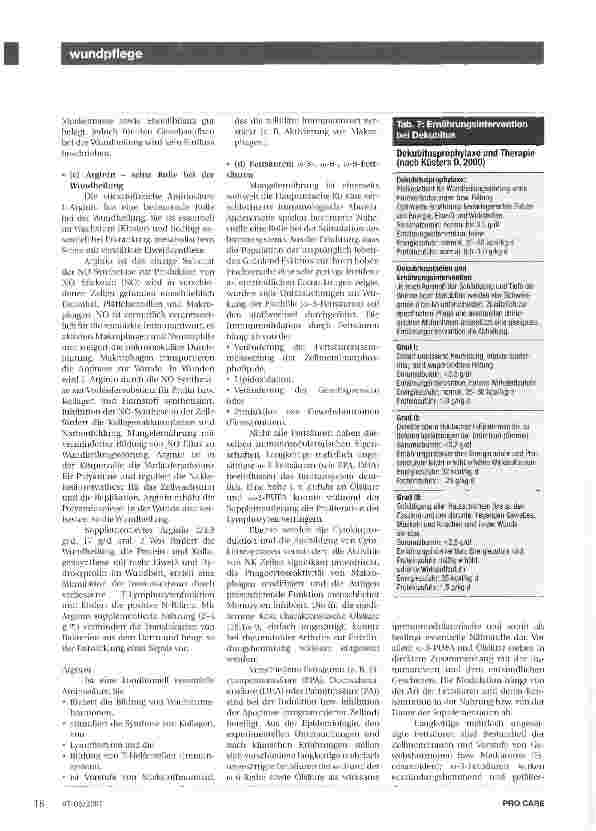 Vorschauseite 6: Prophylaxe und Therapie der Wundheilungsstörung Bedeutung der Ernährung