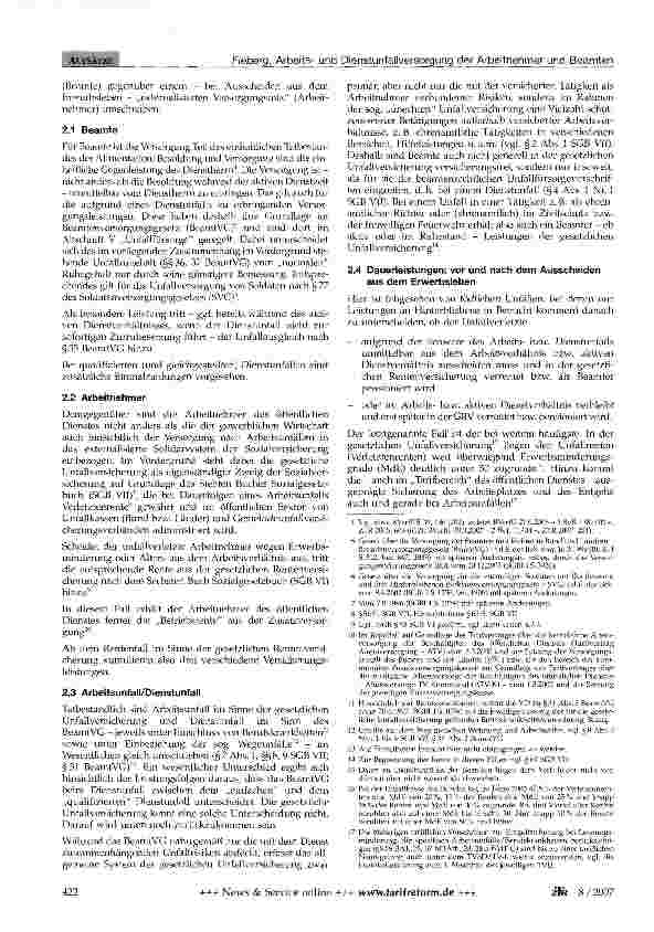 Vorschauseite 2: Arbeitsund Dienstunfallversorgung der Arbeitnehmer und Beamten im öffentlichen Dienst - ein Vergleich
