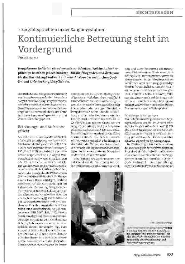 Vorschauseite 1: Kontinuierliche Betreuung steht im Vordergrund