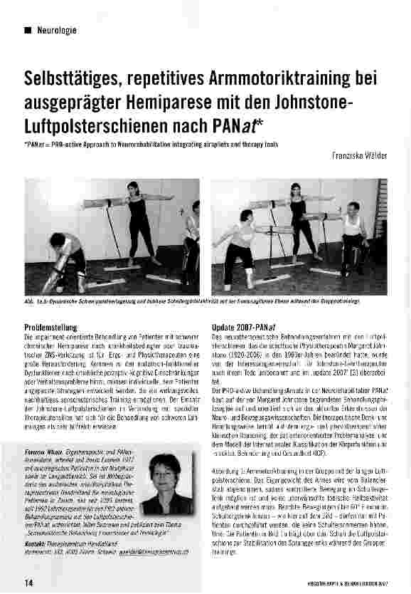 Vorschauseite 1: Selbsttätiges, repetitives Armmotoriktraining bei ausgeprägter Hemiparese mit den Johnstone-Luftpolsterschienen nach PANat