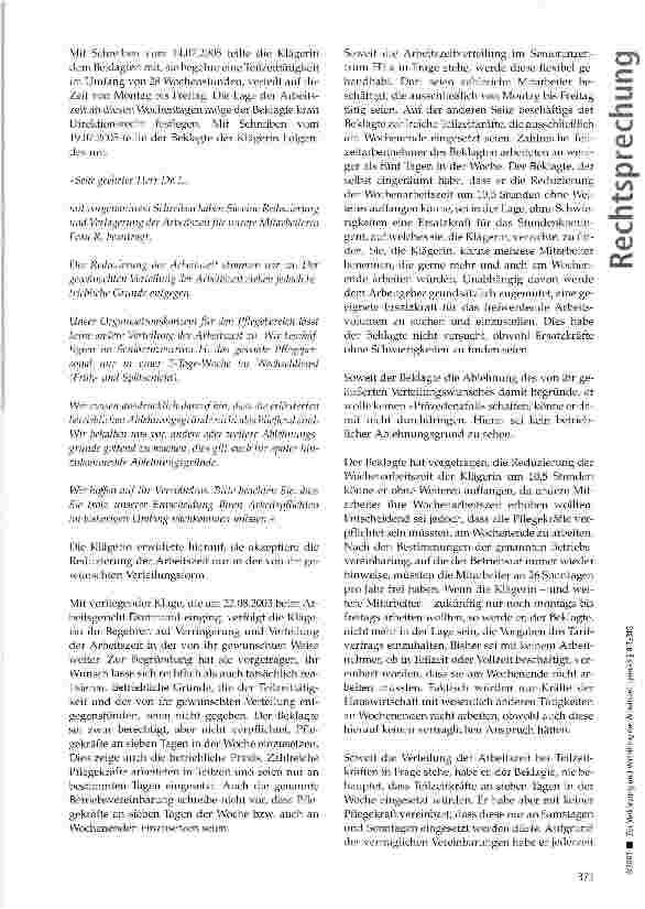 Vorschauseite 2: Zur Verkürzung und Verteilung der Arbeitszeit gemäß § 8 TzBfG