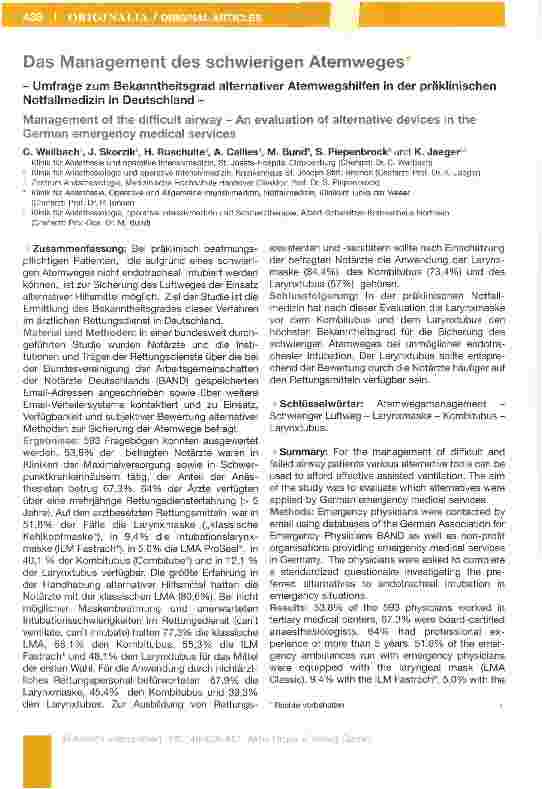 Vorschauseite 1: Das Management des schwierigen Atemweges