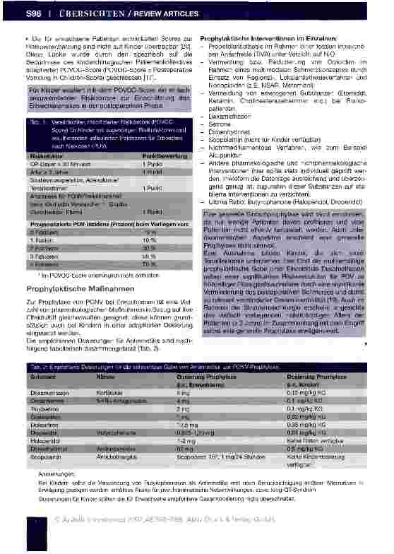 Vorschauseite 2: Handlungsempfehlung zur Risikoeinschätzung, Prophylaxe und Therapie von postoperativem Erbrechen im Kindesalter