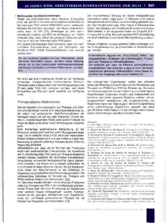 Vorschauseite 3: Handlungsempfehlung zur Risikoeinschätzung, Prophylaxe und Therapie von postoperativem Erbrechen im Kindesalter