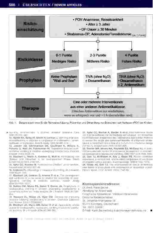 Vorschauseite 4: Handlungsempfehlung zur Risikoeinschätzung, Prophylaxe und Therapie von postoperativem Erbrechen im Kindesalter