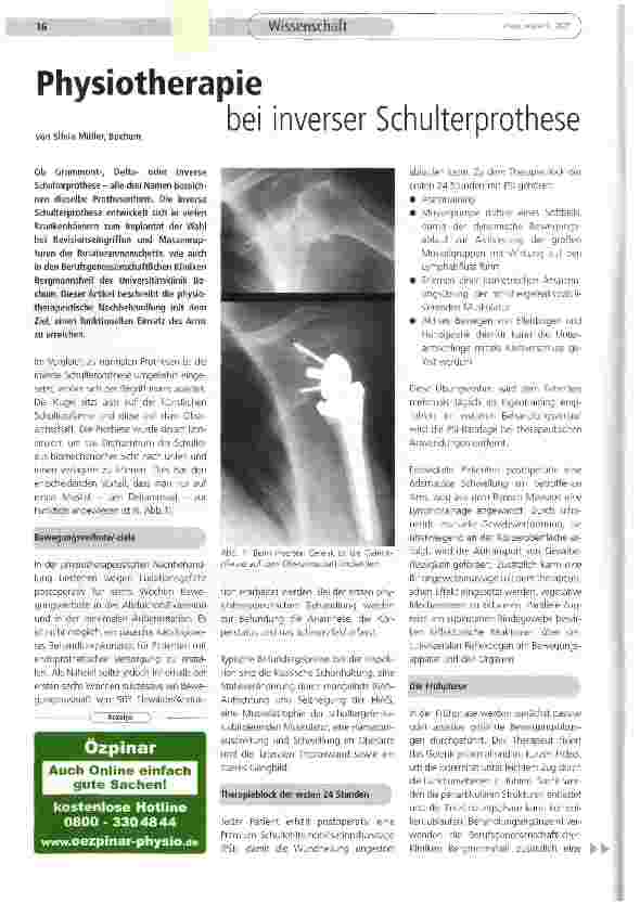 Vorschauseite 1: Physiotherapie bei inverser Schulterprothese