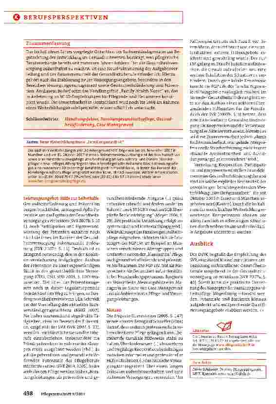 Vorschauseite 4: Familiengesundheit sichern - ein Handlungsfeld für die Pflege
