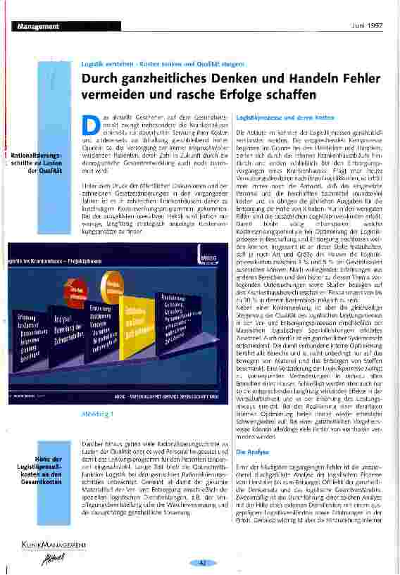 Vorschauseite 1: Durch ganzheitliches Denken und Handeln Fehler vermeiden und rasche Erfolge schaffen Logistik verstehen - Kosten senken und Qualität steigern