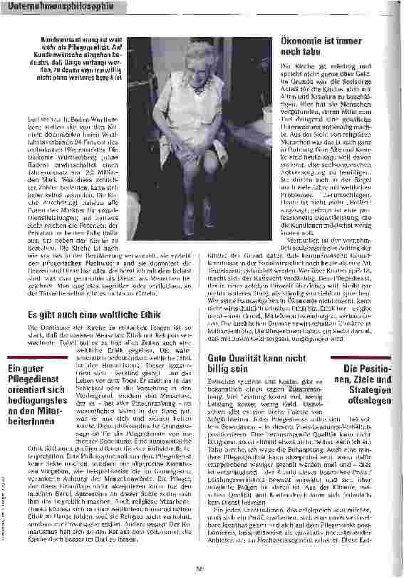Vorschauseite 2: Position beziehen - und nie den roten Faden verlieren Eine eigenständige Unternehmenskultur auf der Basis einer Unternehmungsphilosophie für Pflegedienste
