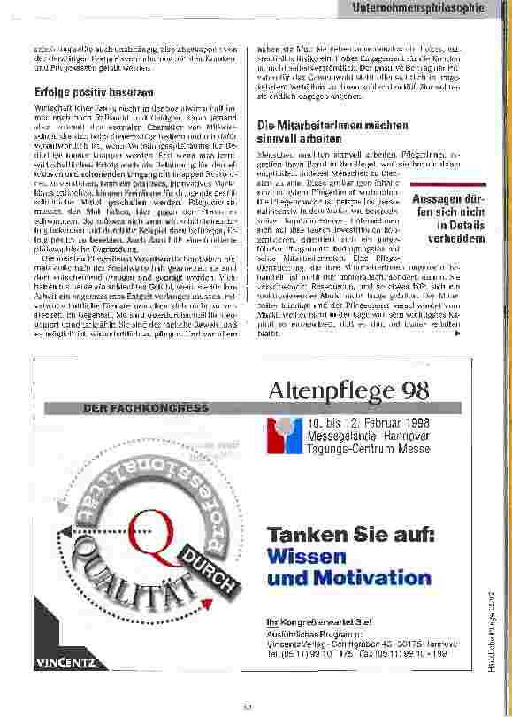 Vorschauseite 3: Position beziehen - und nie den roten Faden verlieren Eine eigenständige Unternehmenskultur auf der Basis einer Unternehmungsphilosophie für Pflegedienste