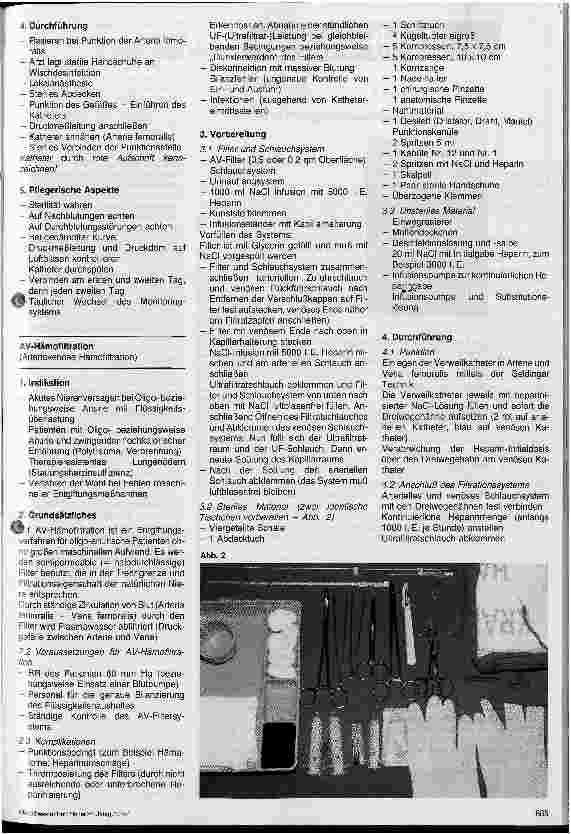 Vorschauseite 2: Pflegehandbuch der Anästhesieabteilung Teil 1: Arterielle Katheter, AV Hämofiltration