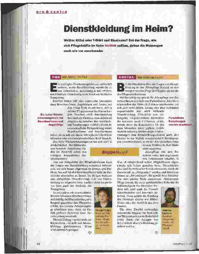 Vorschauseite 1: Dienstkleidung im Heim?