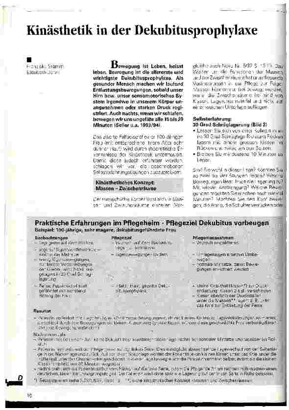 Vorschauseite 1: Kinästhetik in der Dekubitusprophylaxe