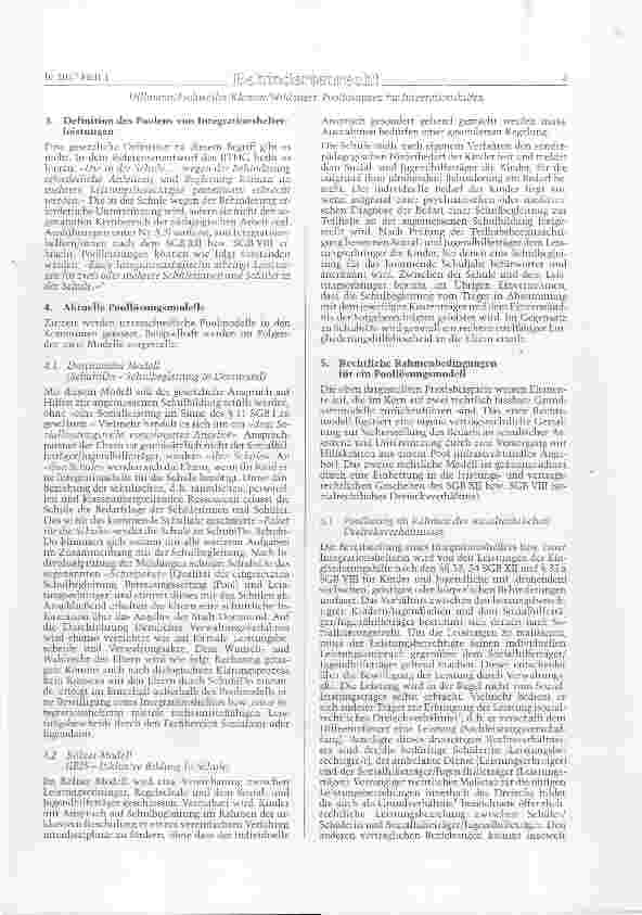 Vorschauseite 3: Rechtliche Rahmenbedingungen und Verfahrensvorschläge zu sogenaimten Poollösungen für schulische Integrationshilfen