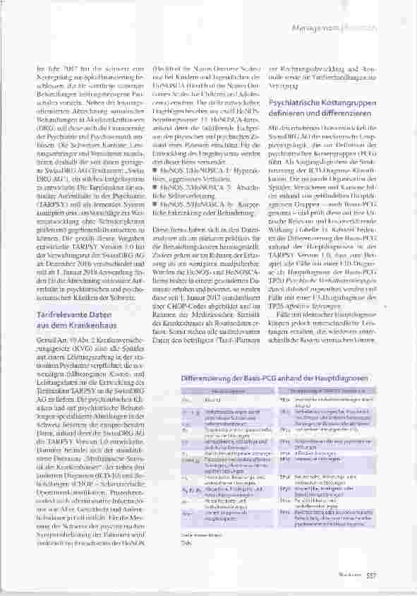 Vorschauseite 2: Schweizer Tarifsystem für stationäre Psychiatrie Transparenter Wettbewerb