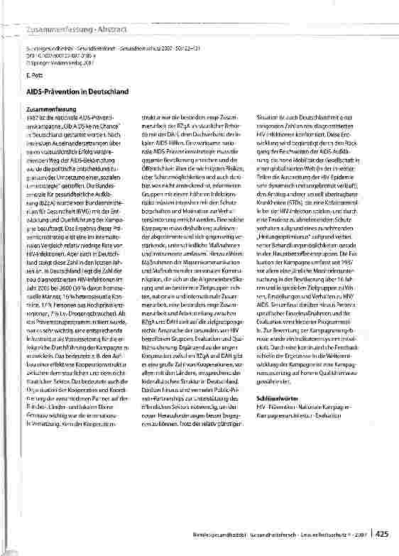 Vorschauseite 4: AIDS-Prävention in Deutschland