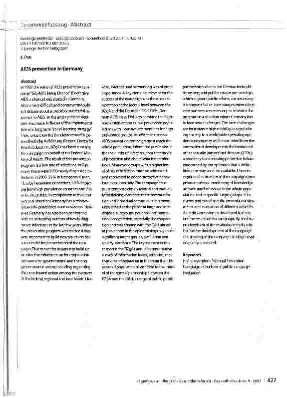 Vorschauseite 6: AIDS-Prävention in Deutschland