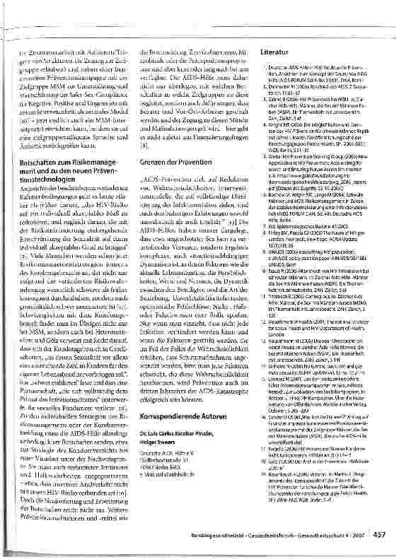 Vorschauseite 3: Prävention der HIV-Übertragung -was ist wünschenswert, was ist machbar?