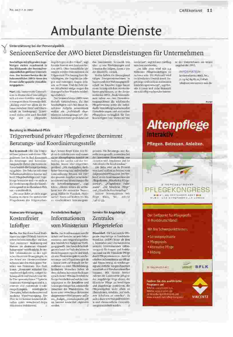 Vorschauseite 1: SeniorenService der AWO bietet Dienstleistungen für Unternehmen