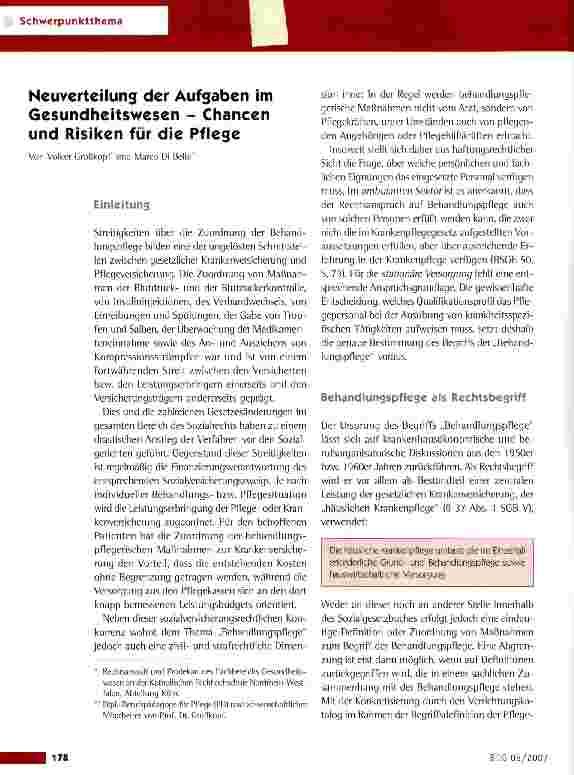 Vorschauseite 1: Neuverteilung der Aufgaben im Gesundheitswesen - Chancen und Risiken für die Pflege
