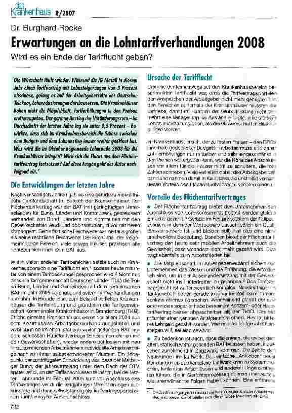 Vorschauseite 1: Erwartungen an die Lohntarifverhandlungen 2008