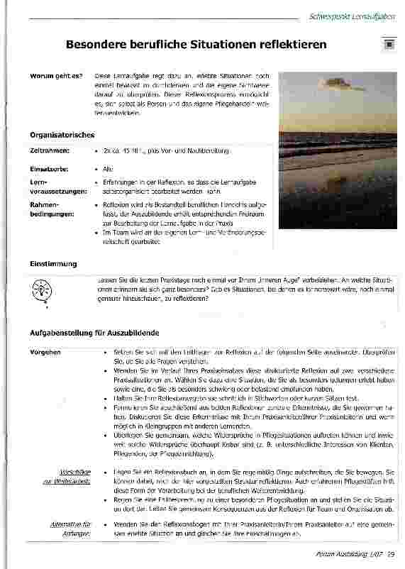 Vorschauseite 1: Besondere berufliche Situationen reflektieren