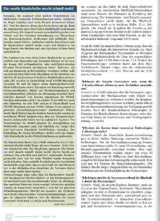 Vorschauseite 4: Medizintechnik setzt sich für besser abgestimmte Förderung ein