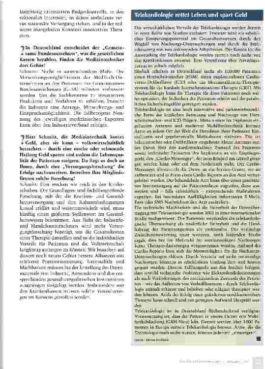 Vorschauseite 5: Medizintechnik setzt sich für besser abgestimmte Förderung ein