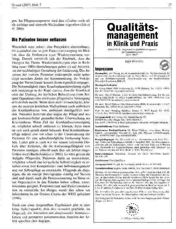 Vorschauseite 5: Reparaturbetrieb Krankenhaus - DRGs und ihre Auswirkungen aus Sicht der Pflege*