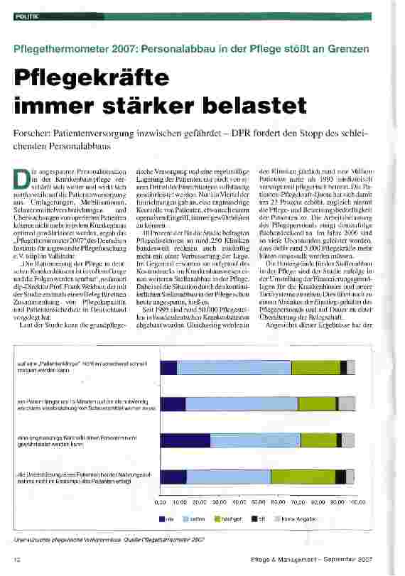 Vorschauseite 1: Pflegekräfte immer stärker belastet
