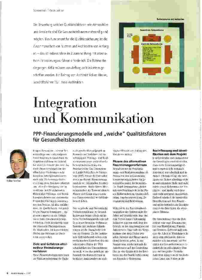Vorschauseite 1: Integration und Kommunikation PPP-Finanzierungsmodelle und „weiche Qualitätsfaktoren für Gesundheitsbauten