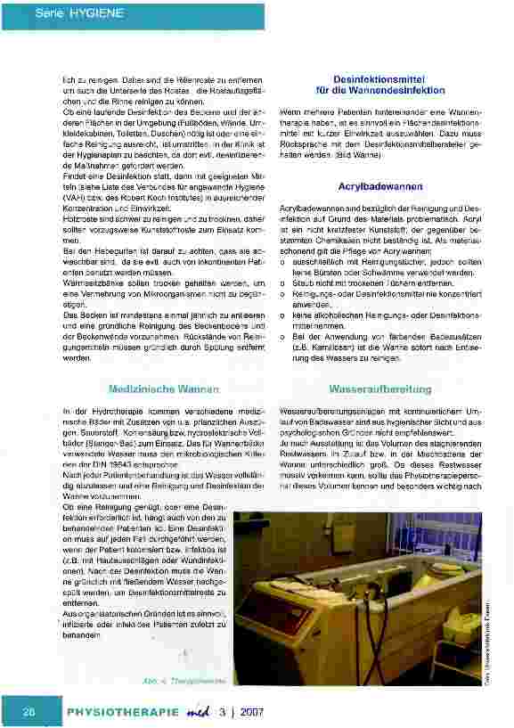 Vorschauseite 2: Hygienemaßnahmen in der Physiotherapie Teil III: Naßbereich der PT-Abteilung