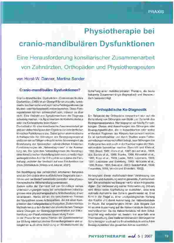 Vorschauseite 1: Physiotherapie bei cranio-mandibulären Dysfunktionen