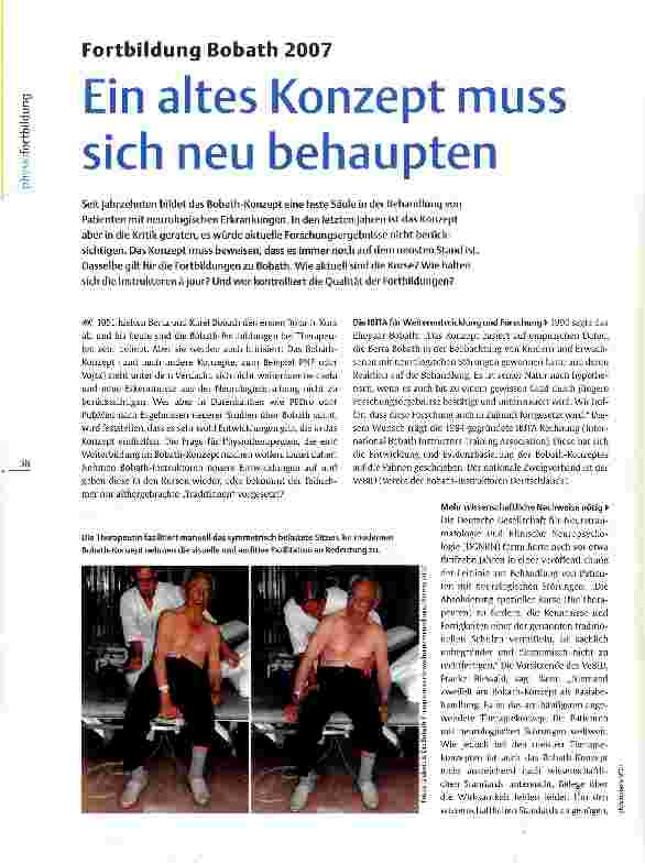 Vorschauseite 1: Fortbildung Bobath 2007 Ein altes Konzept muss sich neu behaupten