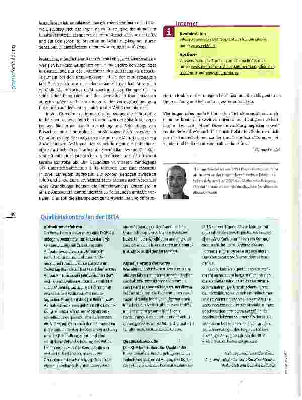 Vorschauseite 3: Fortbildung Bobath 2007 Ein altes Konzept muss sich neu behaupten