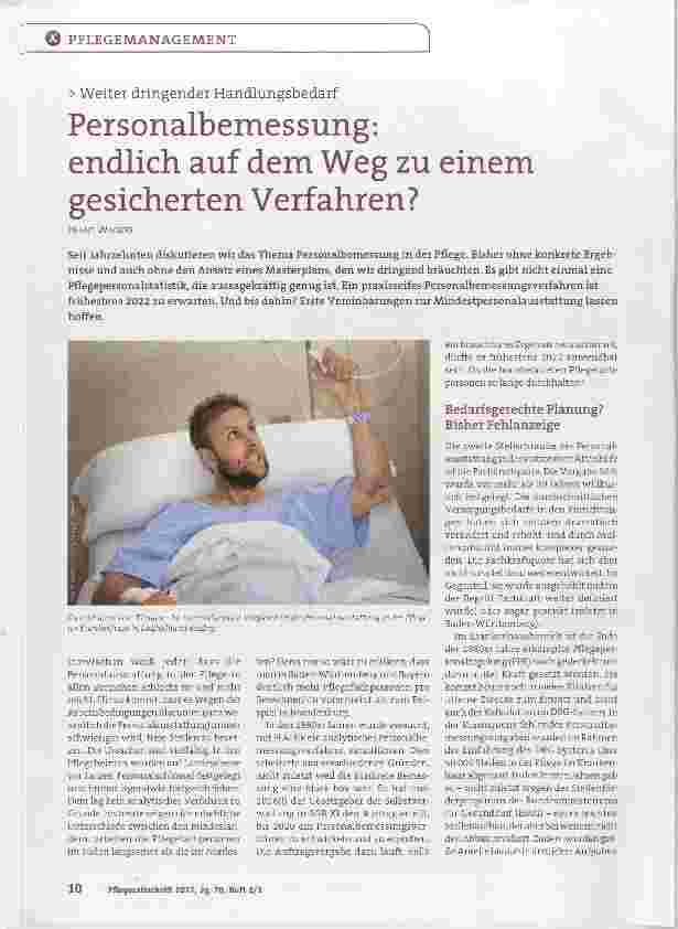 Vorschauseite 1: Personalbemessung: endlich auf dem Weg zu einem gesicherten Verfahren?