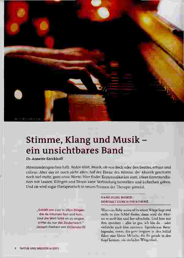 Vorschauseite 1: Stimme, Klang und Musik ein unsichtbares Band