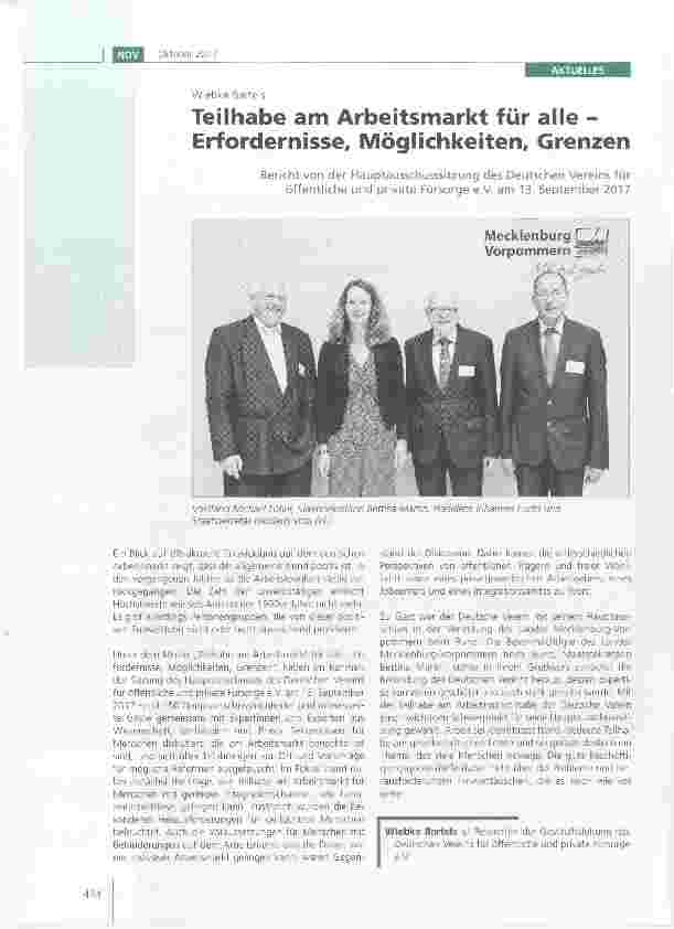 Vorschauseite 1: Teilhabe am Arbeitsmarkt für alle Erfordernisse, Möglichkeiten, Grenzen