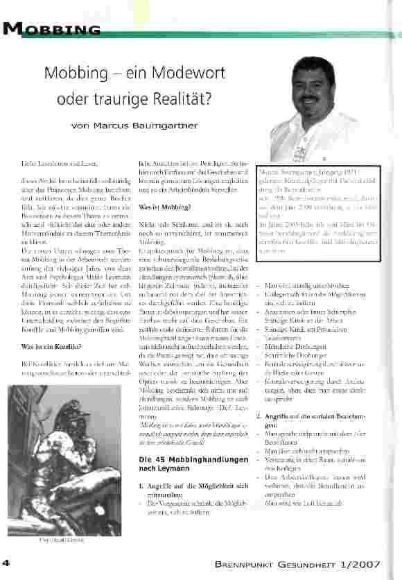 Vorschauseite 1: Mobbing - ein Modewort oder traurige Realität?