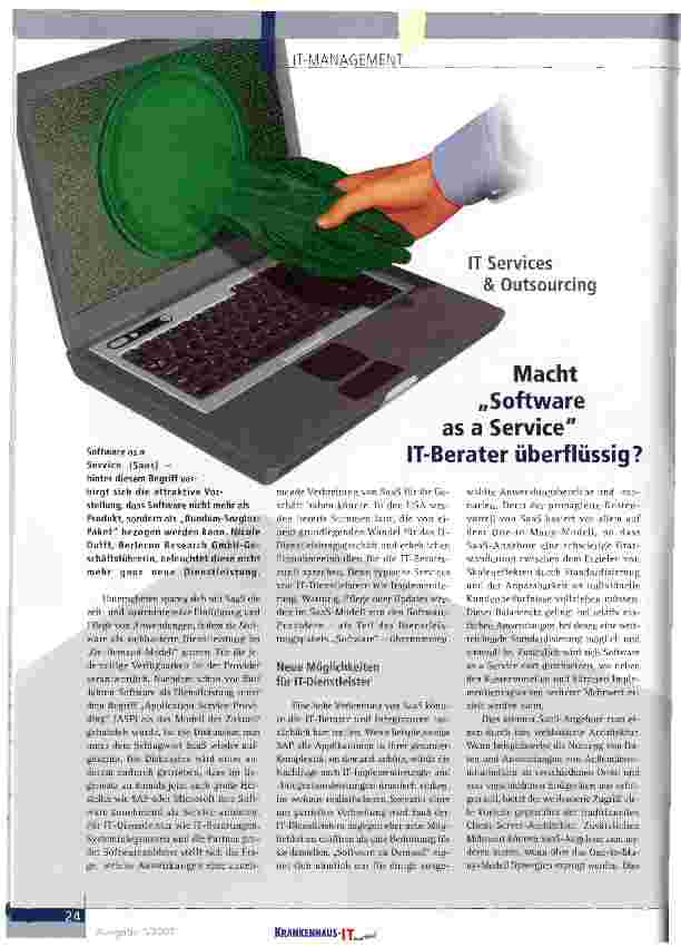 Vorschauseite 1: Macht Software as a Service IT-Berater überflüssig?