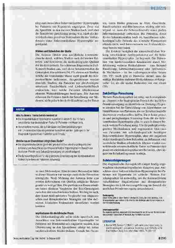 Vorschauseite 5: Aussagekraft der Elektrokardiografie zum Ausschluss der linksventrikulären Hypertrophie bei Hypertonikern
