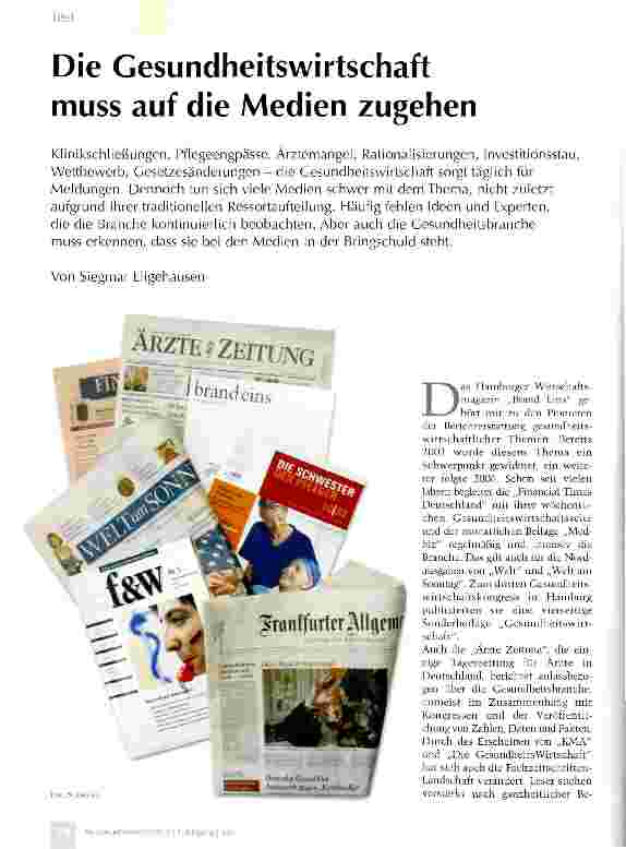 Vorschauseite 1: Die Gesundheitswirtschaft muss auf die Medien zugehen