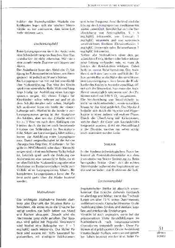 Vorschauseite 5: Komplikationen in der Kinderanästhesie