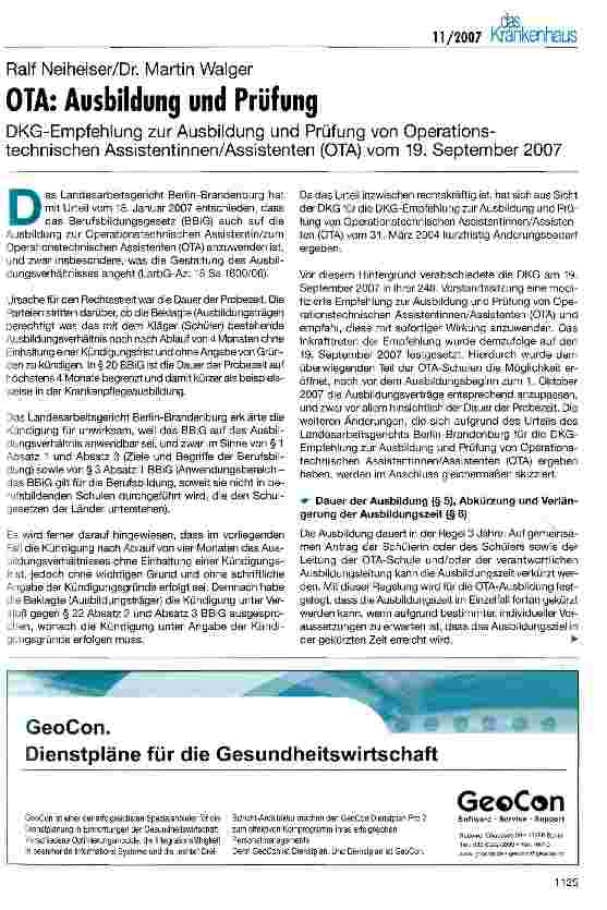 Vorschauseite 1: OTA: Ausbildung und Prüfung