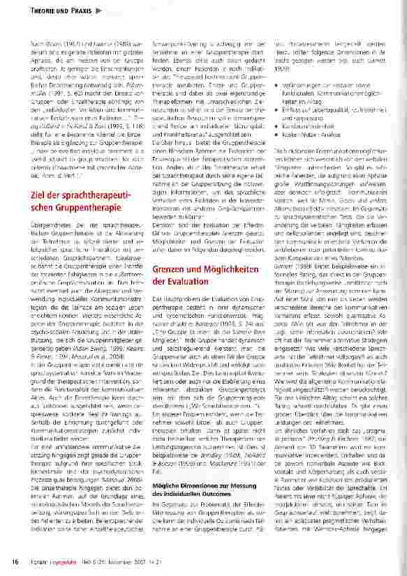 Vorschauseite 3: Gruppentherapie bei Aphasie: aktueller Überblick und Praxisbeispiel eines Stufenmodells