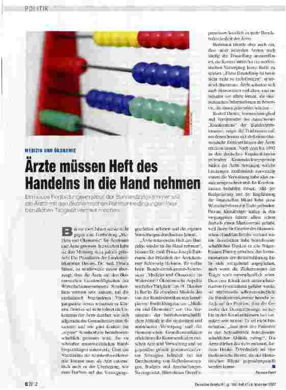 Vorschauseite 1: Arzte müssen Heft des Handelns in die Hand nehmen