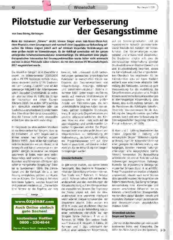 Vorschauseite 1: Pilotstudie zur Verbesserung der Gesangsstimme