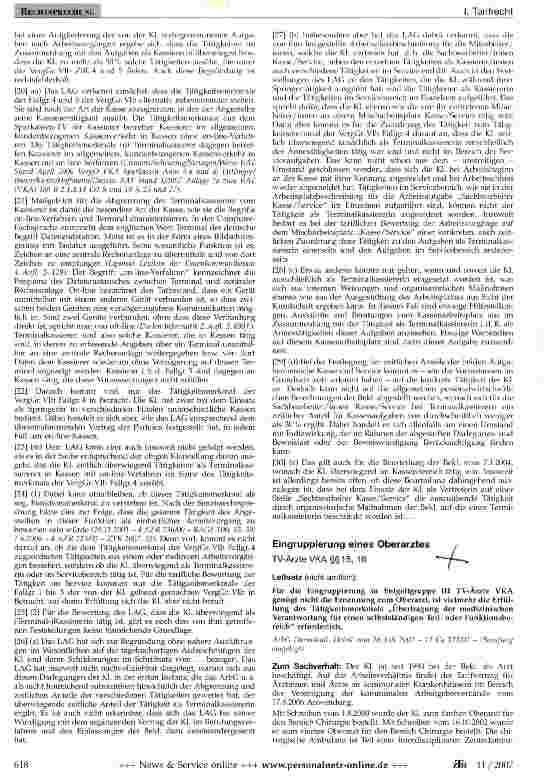 Vorschauseite 1: Eingruppierung eines Oberarztes